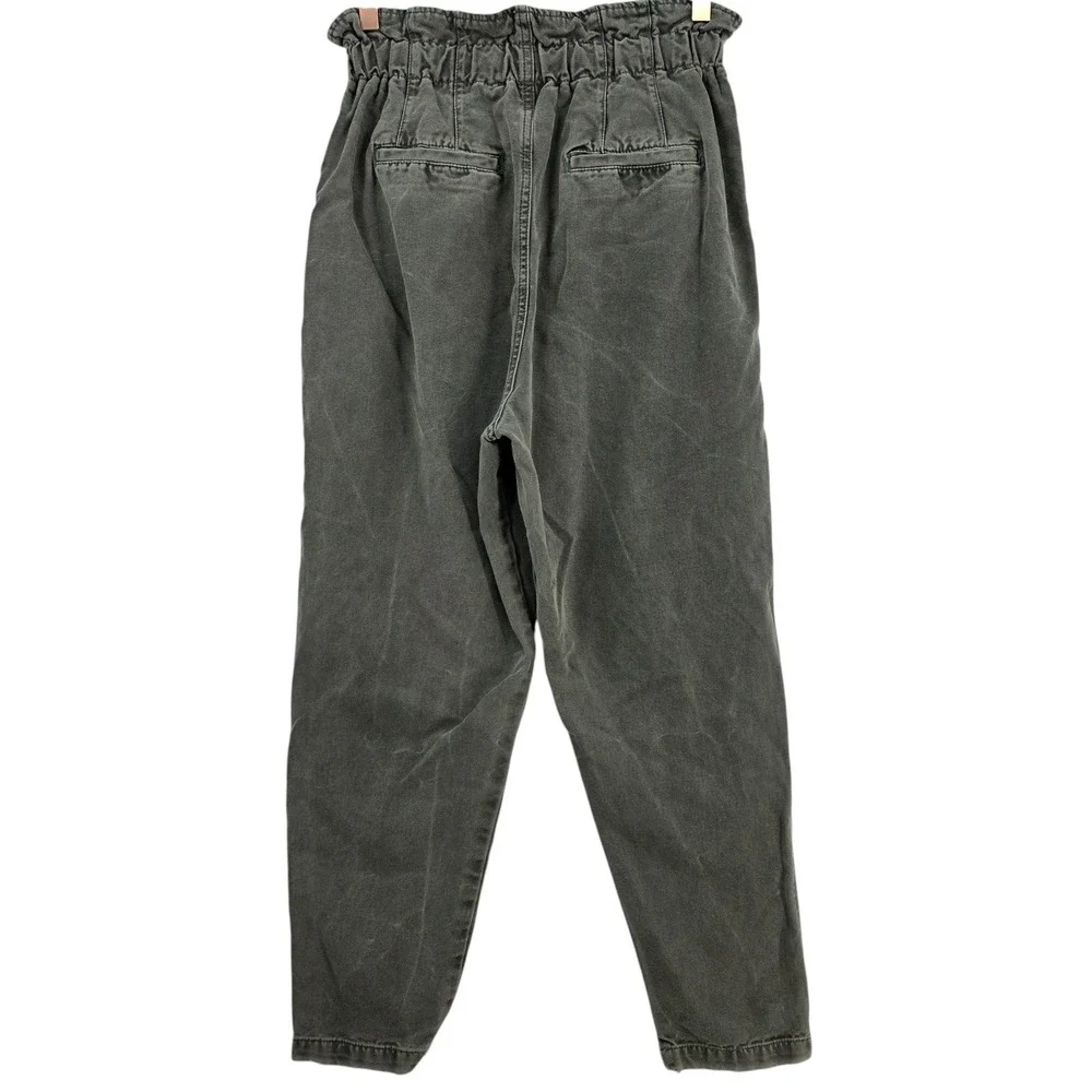 Free People Womens XS Margate Paper‎ Bag Pleated Pants in Green